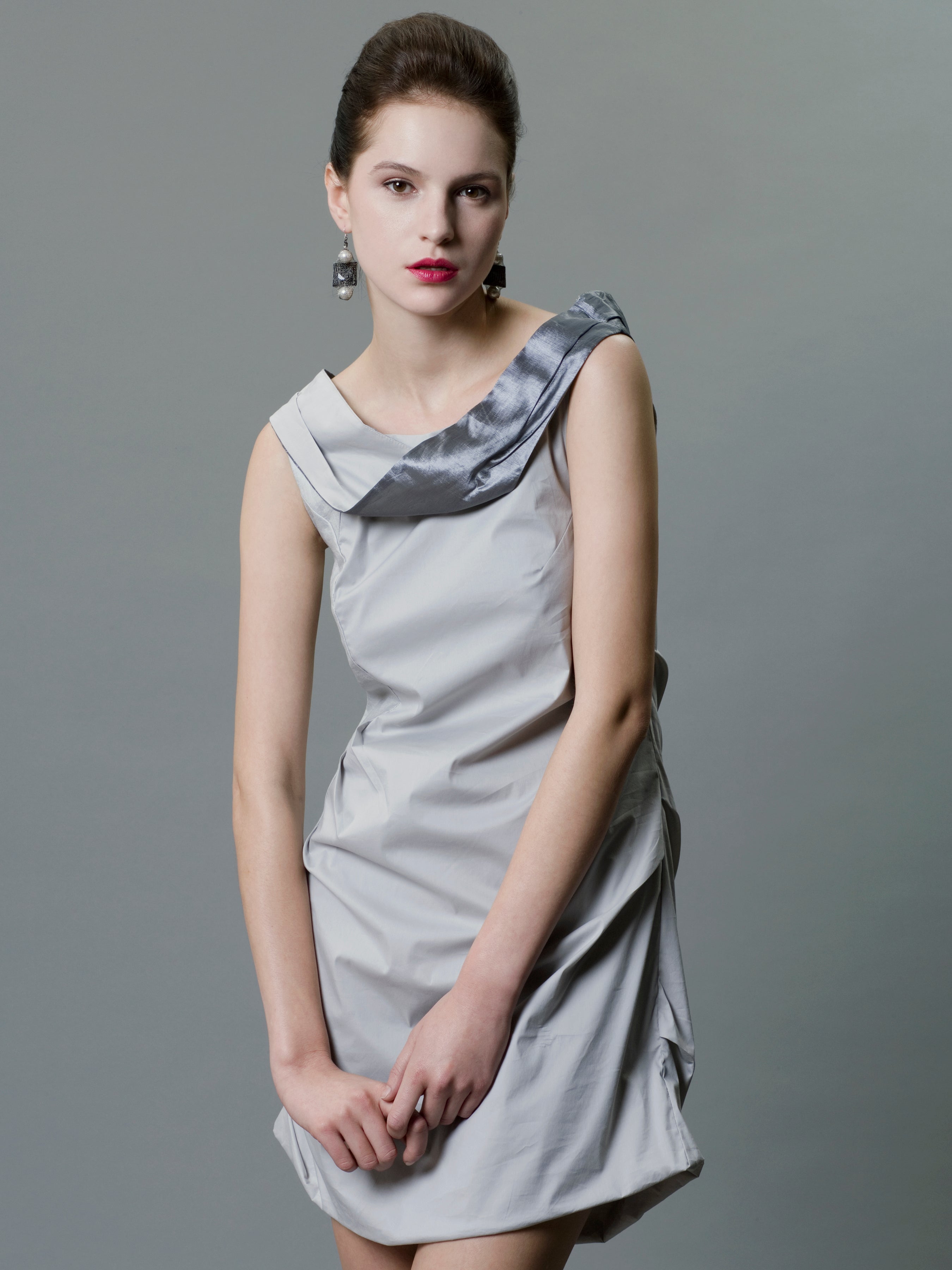 white christmas dresses Simone Vintage Double Breasted Colorblock Collar Dress main image 1